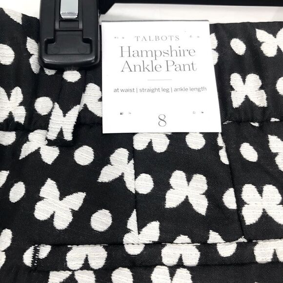 Talbots Hampshire Ankle Pant in Black with White Butterflies NEW - Picture 11 of 16